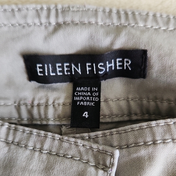 Eileen Fisher Flat Front Women's Clay Gray Chinos - Picture 2 of 8